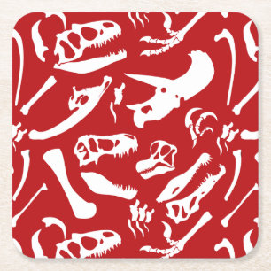 Porta-copo De Papel Quadrado Ossos de dinossauro (vermelhos)