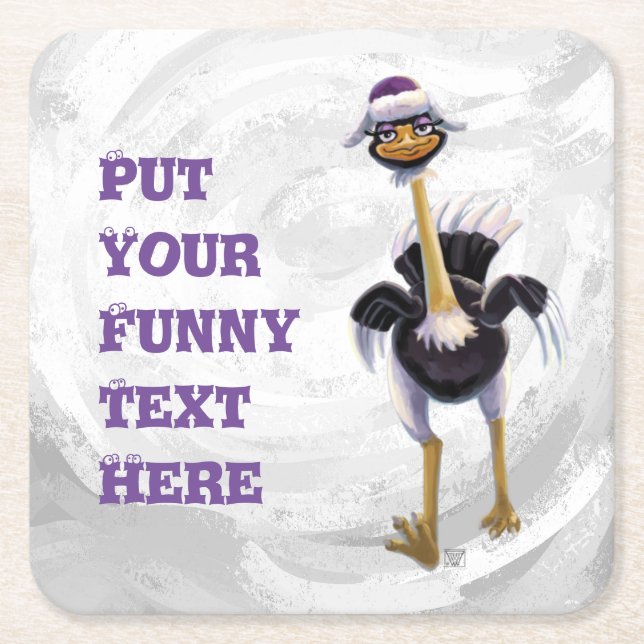 Porta-copo De Papel Quadrado Ostrich Corrente das Montanhas (Frente)