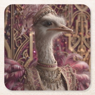 Porta-copo De Papel Quadrado Ostrich no palhaço real Ornamentado e na coroa