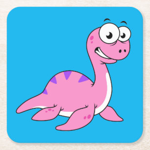 Porta-copo De Papel Quadrado Ótima Ilustração Do Monstro Do Ness Loch.