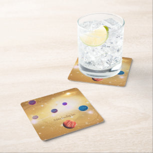 Porta-copo De Papel Quadrado Ouro Limitada