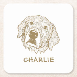Porta-copo De Papel Quadrado Ouro Retriever Dog Personalizado