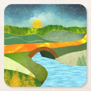 Porta-copo De Papel Quadrado Ouro Road