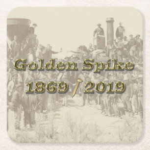 Porta-copo De Papel Quadrado Ouro Spike Sesquincent Transcontinental Railroad