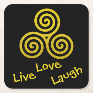 Porta-copo De Papel Quadrado ouro Triplo espiral ao Vivo Amor Ria
