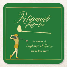 Porta-copo De Papel Quadrado Ouro Verde Clássico do Partido do Golfe Reformada 