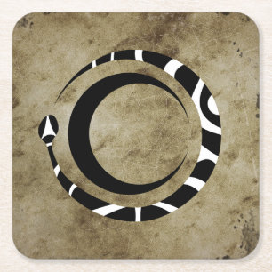 Porta-copo De Papel Quadrado ouroboros e lua