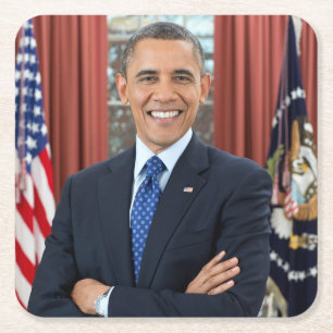 Porta-copo De Papel Quadrado Oval Office Portrait, Obama Barack Presidente dos