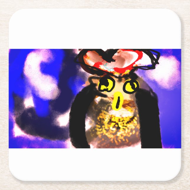 Porta-copo De Papel Quadrado Owl King (Frente)