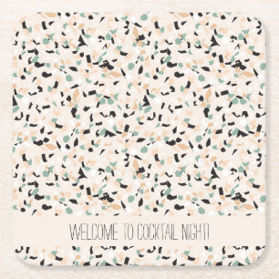 Porta-copo De Papel Quadrado Padrão Abstrato moderno Pastel Terrazzo