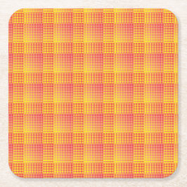 Porta-copo De Papel Quadrado Padrão Abstrato Xadrez Vermelho Amarelo