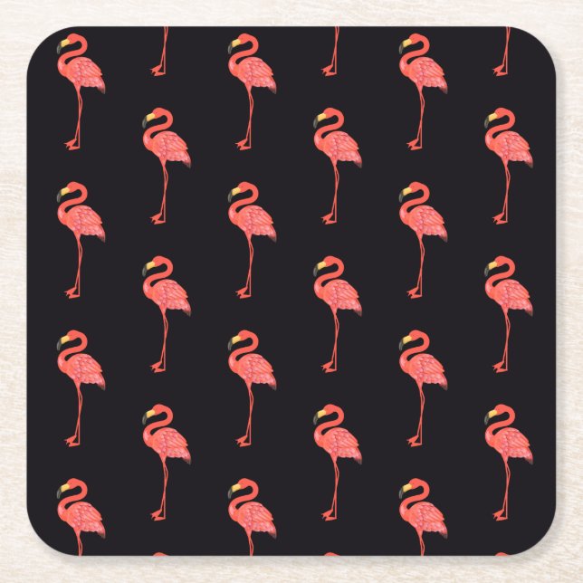 Porta-copo De Papel Quadrado Padrão Animal do Flamingo Rosa Tropical (Frente)