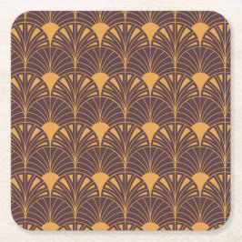 Porta-copo De Papel Quadrado Padrão Art Deco com motivos em forma de leque 