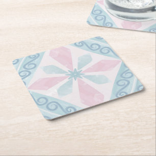 Porta-copo De Papel Quadrado padrão azul em forma de diamante