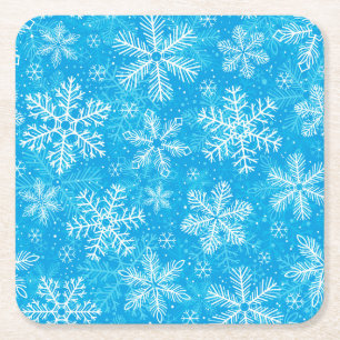 Porta-copo De Papel Quadrado Padrão branco de flocos de neve