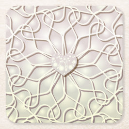 Porta-copo De Papel Quadrado Padrão cardíaco do Rosa Dourado LOVE geométrico