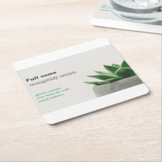 Porta-copo De Papel Quadrado Padrão, Cartão de visita de 3,5" x 2,0"