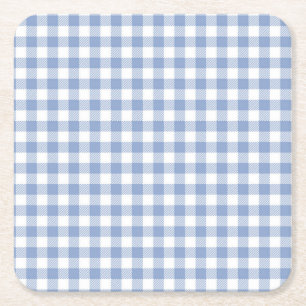 Porta-copo De Papel Quadrado Padrão clássico Gingham azul verificado