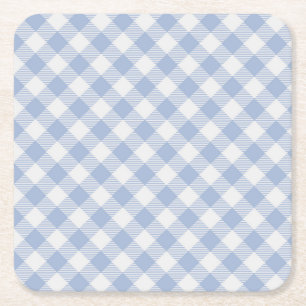 Porta-copo De Papel Quadrado Padrão clássico Gingham azul verificado