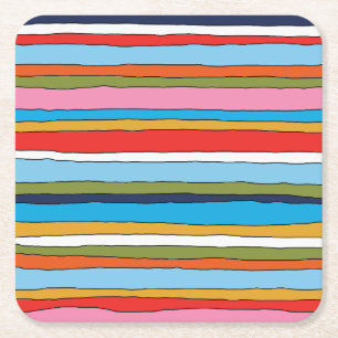 Porta-copo De Papel Quadrado Padrão Colorido de stripes de Pop