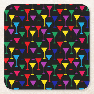 Porta-copo De Papel Quadrado Padrão Colorido Martini Cocktail