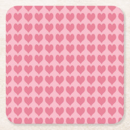 Porta-copo De Papel Quadrado Padrão contínuo de corações rosa