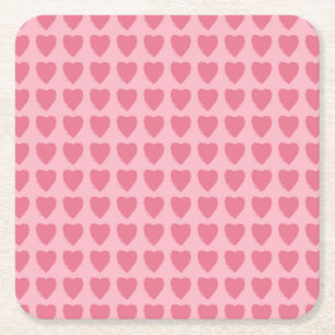 Porta-copo De Papel Quadrado Padrão contínuo de Corações Rosa