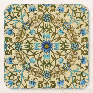 Porta-copo De Papel Quadrado Padrão contínuo Vintage Blue Vine de William Morri