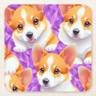 Porta-copo De Papel Quadrado Padrão Corgi