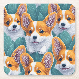Porta-copo De Papel Quadrado Padrão Corgi