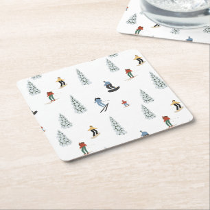 Porta-copo De Papel Quadrado Padrão da Descida de inverno