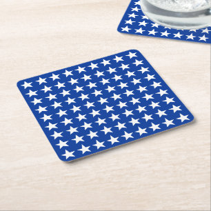 Porta-copo De Papel Quadrado Padrão das Estrelas Brancas no Tema da Bandeira Az