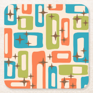 Porta-copo De Papel Quadrado Padrão de Abstrato Moderno do Meio século Retroati