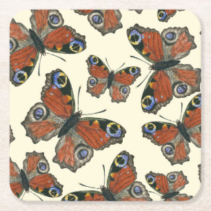 Porta-copo De Papel Quadrado Padrão de aquarela das borboletas