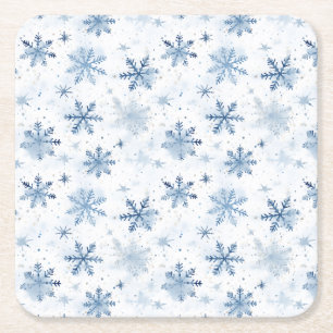 Porta-copo De Papel Quadrado Padrão de aquarela do floco de neve de inverno