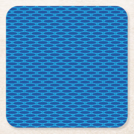 Porta-copo De Papel Quadrado Padrão de Arte Geométrica Azul Brilhante Azul Tila