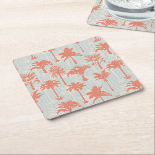 Porta-copo De Papel Quadrado Padrão de Árvore de Palma do Pastel