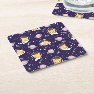 Porta-copo De Papel Quadrado Padrão de Astronautas de Gato Gato-Gato