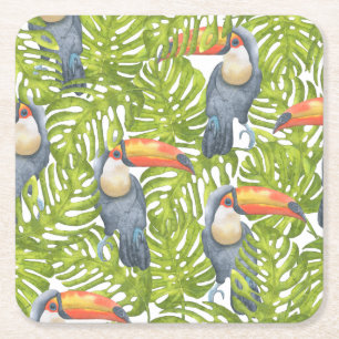 Porta-copo De Papel Quadrado Padrão de Aves do Selgle Toucan