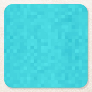 Porta-copo De Papel Quadrado Padrão de Azulejo Mosaico Azul Aqua,