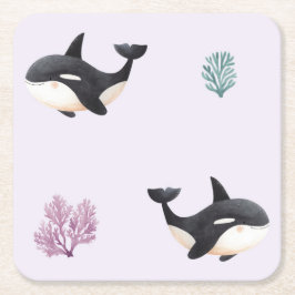 Porta-copo De Papel Quadrado Padrão de Baleia Orca Fofa para Berçário de Vida M