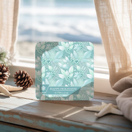 Porta-copo De Papel Quadrado Padrão de Berries de Folhagem de Natal Costeiro nº