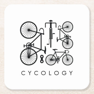 Porta-copo De Papel Quadrado Padrão de Bicicleta Preto e Branco Moderno