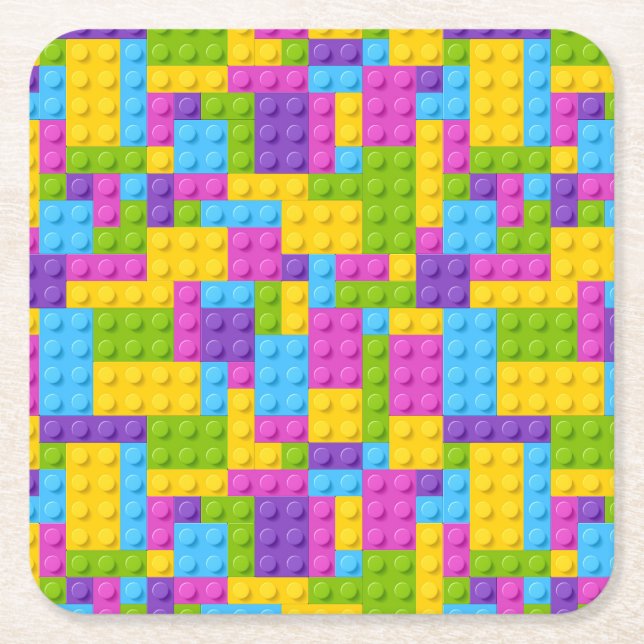Porta-copo De Papel Quadrado Padrão de blocos de construção de plástico (Frente)