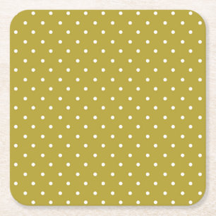 Porta-copo De Papel Quadrado Padrão de bolinhas brancas amarelo mostarda