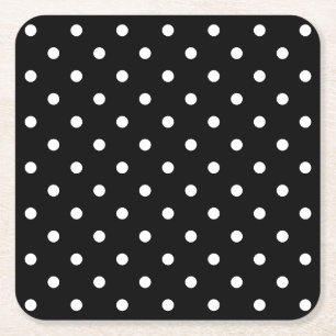 Porta-copo De Papel Quadrado Padrão de Bolinhas preto e branco