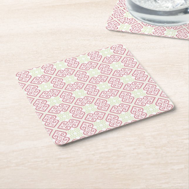 Porta-copo De Papel Quadrado Padrão de bordados cruzados (Inclinado)