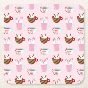 Porta-copo De Papel Quadrado Padrão de Cacau Quente Natal