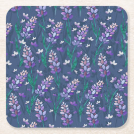 Porta-copo De Papel Quadrado Padrão de Campos de lavanda em Roxo