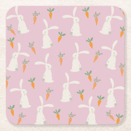 Porta-copo De Papel Quadrado Padrão de Cenoura de Coelho Fofo